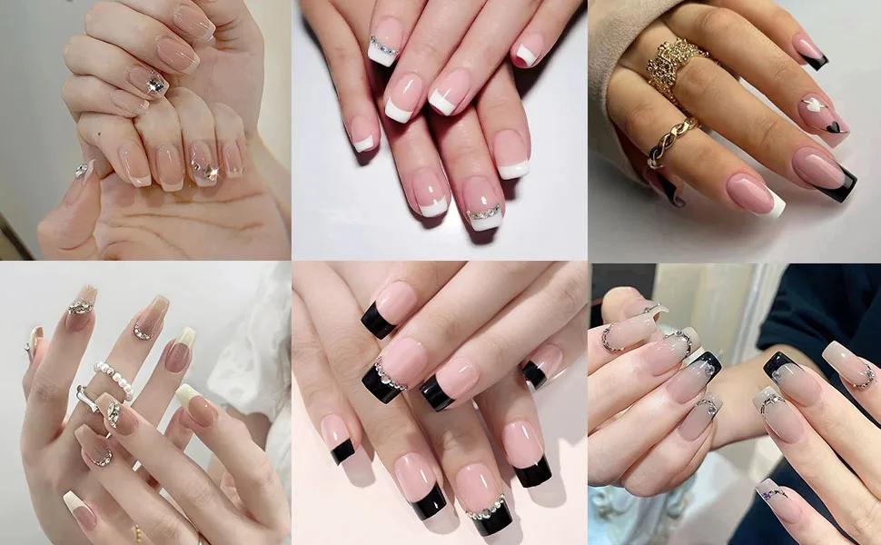 600 pieces oval wrong nail tips 12 sizes short nail tips French half cover wrong nail art nails tips for diy nail studios natural - ????