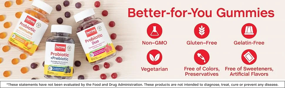 Jarrow Formulas Probiotic Duo Raspberry 3 Billion 90 Gummies - Better For You Gummies