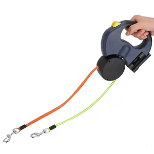 3m roller leash dog leash double retractable dog leash flexible retractable dog leash double linen with LED light for two dogs (dark gray) - product information 3
