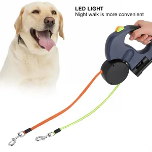 3m roller leash dog leash double retractable dog leash flexible retractable dog leash double linen with LED light for two dogs (red) - product information 6