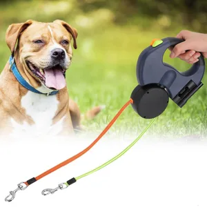 3m roller leash dog leash double retractable dog leash flexible retractable dog leash double linen with LED light for two dogs (red) - product information 7