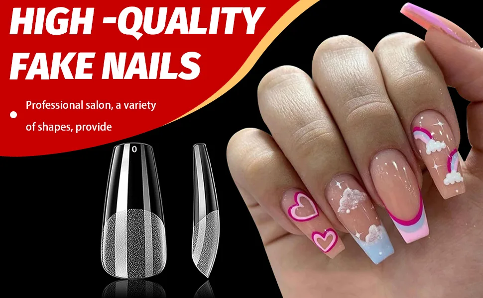 500 pieces nail tips wrong nails tips set full cover tips for gelails clear acrylic nails artificial fingernails 12 sizes for nail studios and DIY nail art (medium-sized coffin) 500PC-medium-sized coffin - product information 1