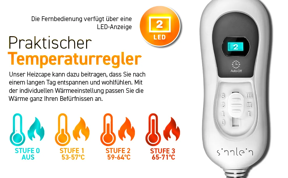 Sinn heating pillow electrically for shoulder neck and back |Heating cape with 3 temperature levels & automatic switch -off |Heat pillow with automatic switch -off and 100W gray - Heizkissen