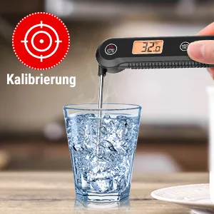 ThermoPro TP03HEU IPX6 waterproof meat thermometer 0.5 C precise grill thermometer 3S fast reaction foldable kitchen thermometer for BBQ roast grill and drink black - Kalibrierung