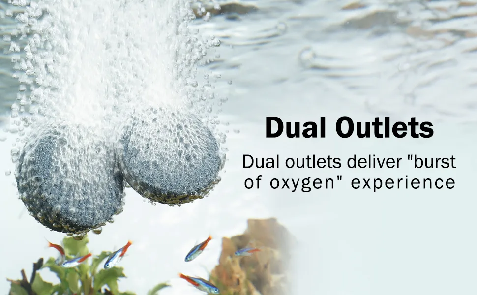 AQQA Aquarium Air Pump 35dB Extremely Quiet Aquarium Oxygen Pump with All Accessories for Aquariums up to 50-450L (3W) - Aquarium Luftpumpe