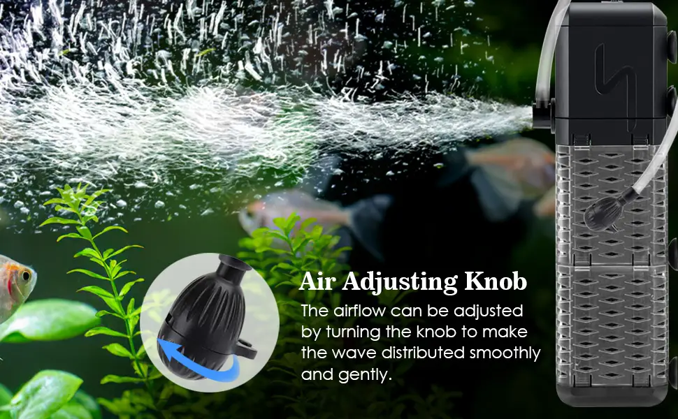 AQQA Aquarium Filter Adjustable 800L/H Aquarium Sponge Filter 9W Quiet Aquarium Filter Pump for Small Tank up to 250L - product information 4