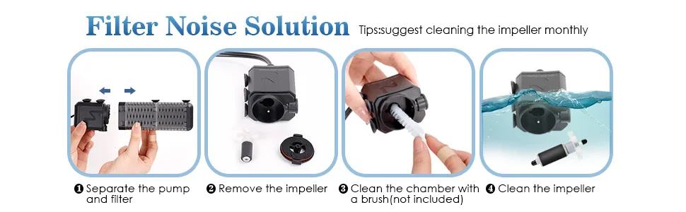 AQQA Aquarium Filter Adjustable 800L/H Aquarium Sponge Filter 9W Quiet Aquarium Filter Pump for Small Tank up to 250L - product information 7
