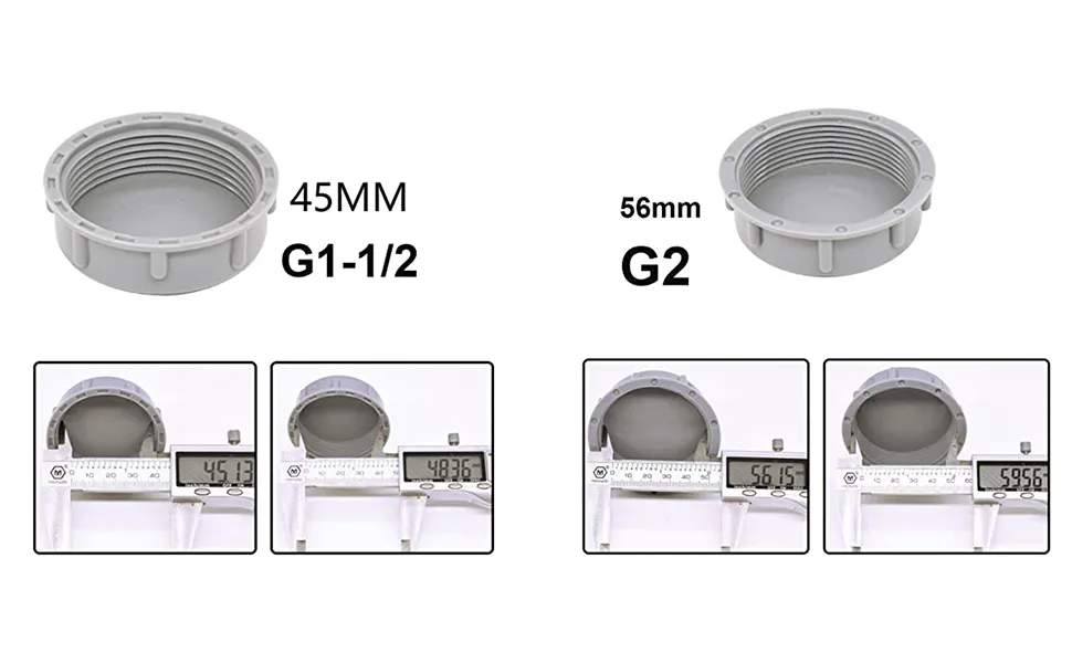 Qrity 2x kitchen sieve 45 mm G1 Interior thread drain pipe locking cap pipe cap for sealing compounds and pipe-ended leakap-45mm - Verschlusskappe Blindstopfen Blindkappe Abdichtung PVC Gewindekappe IG 2 Zoll