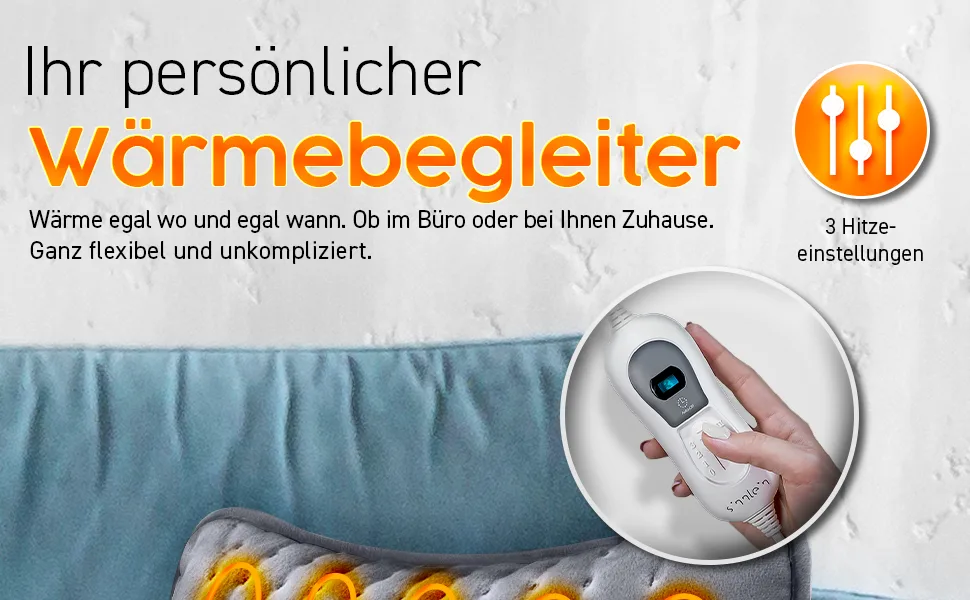 Sinner heating pillow electrically with filling 100W for back shoulder neck stomach |Heat pillow with 3 temperature levels & automatic switch -off (anthracite) - Heizkissen