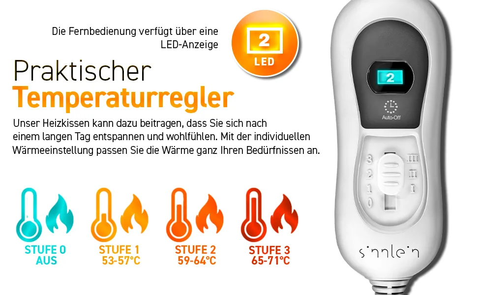 Sinner heating pillow electrically with filling 100W for back shoulder neck stomach |Heat pillow with 3 temperature levels & automatic switch -off (anthracite) - Heizkissen