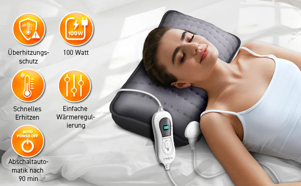 Sinner heating pillow electrically with filling 100W for back shoulder neck stomach |Heat pillow with 3 temperature levels & automatic switch -off (anthracite) - Heizkissen