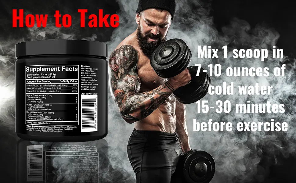 JNX Sports The Shadow Pre-Workout Blue Raspberry 9.5 oz (270 g) - How to take