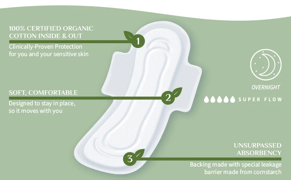 Organyc Overnight Pads Super Flow 10 Pads - Overnight