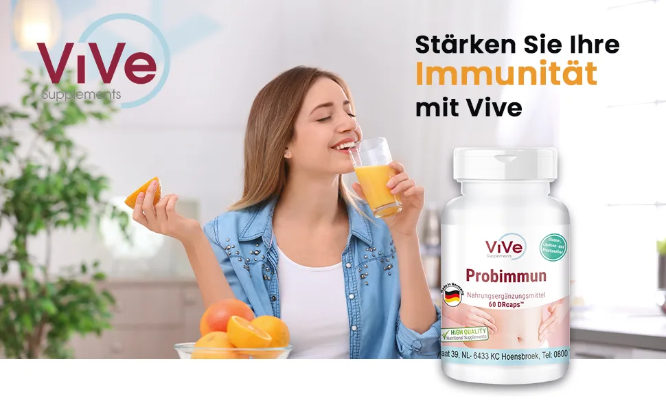 Probimmun with bacterial cultures - 60 time delayed Drcaps - Lactobacillus Acidophilus + Bifidobacterium lactis - high dose |Quality from Germany from Vive Supplements - product information 1
