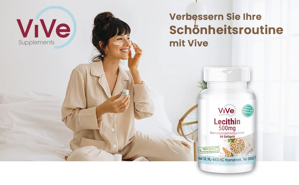 Lecithin 500 mg - 60 softgels - highly dose and without additives - natural source for phosphatidylcholin |Quality from Germany from Vive Supplements - product information 1