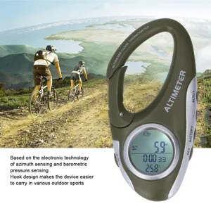 Fockety digital altimeter portable hook design digital barometer with direction clock temperature weather forecast and height display multifunctional altimeter for hiking - 1021220141911-2