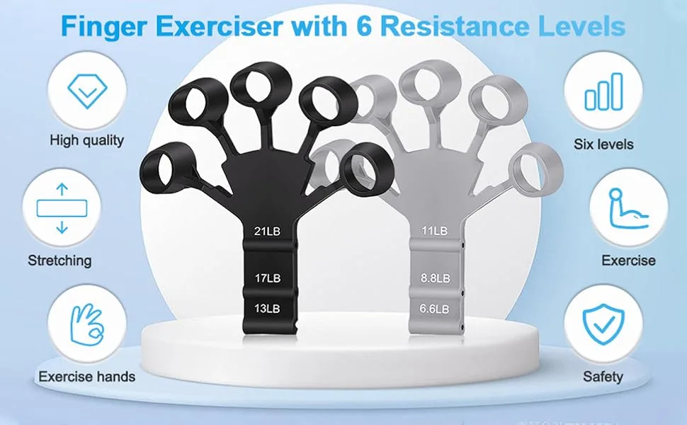 Finger Extensor Exerciser Hand Trainer Fingers Trainer 2 of Adjustable Silicone Hand Trainer Forearm Trainer Grippy Finger Trainer For improves the function and movement of the fingers - Fingertrainer Handtrainer Verstellbarer
