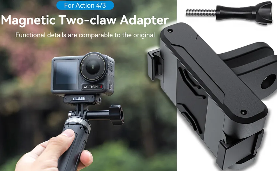 Honbobo Osmo Action 4/Action 3 Magnetic holder Magnetic adapter holder two claws adapter Extension Accessories Compatible with DJI OSMO Action 4/Action 3 - product information 2