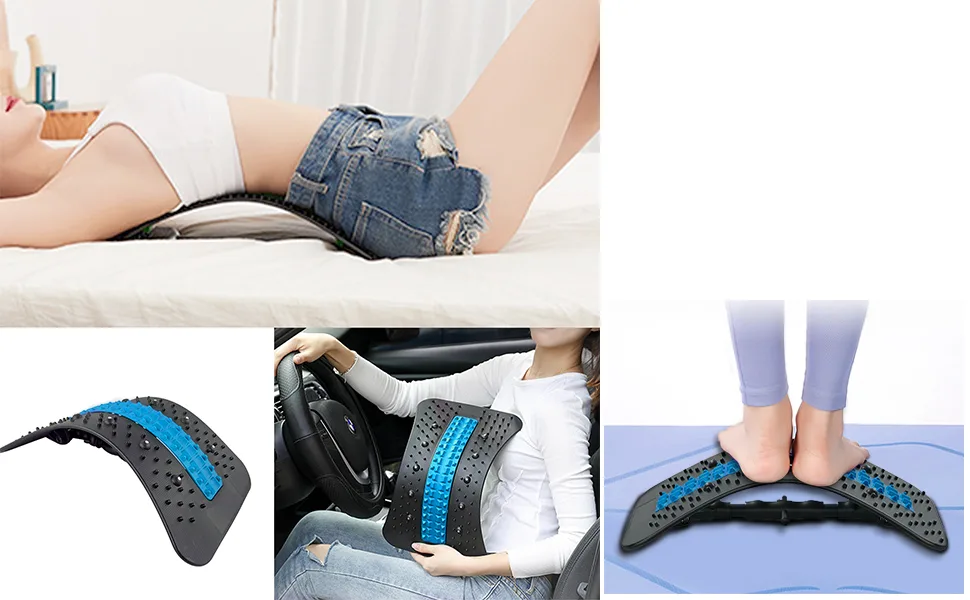 Back carrier for the lower back pain relief back stretcher for bed/chair car height adjusted lumbar support spinal lower and upper back support support black blue - Premium Rückenstrecker Magnetfeldtherapie