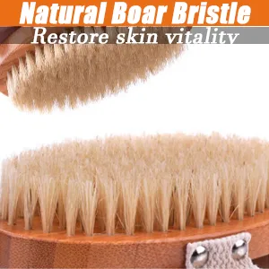 Bathing brush with a long stem back brush removable long handle 2x brush head body brush for removing showering scrubber natural bristle clean for body - badebürste mit langem stiel