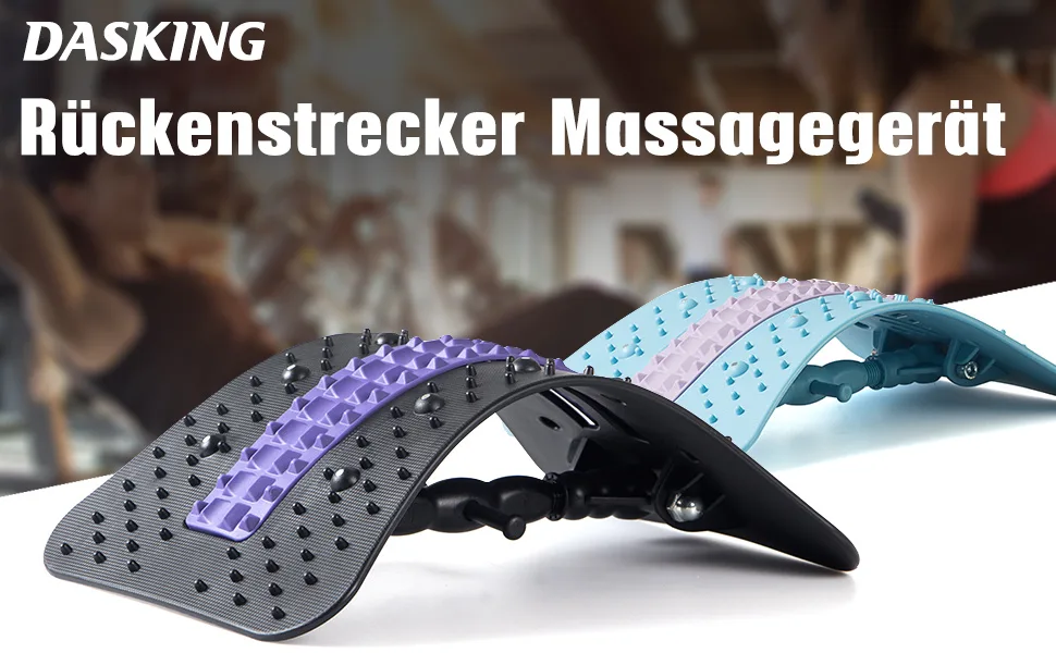 Dasking back extensor back massage device for women and men back trainer Back Stretcher to the lumbar support pain relief of the muscles posture correction (blue) - Rückenstrecker Gerät