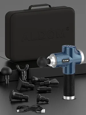 Massage gun aldom massage gun for neck shoulder back massage pistol with 8 massage heads and 30 adjustable speeds electrical massage device blue - product information 9