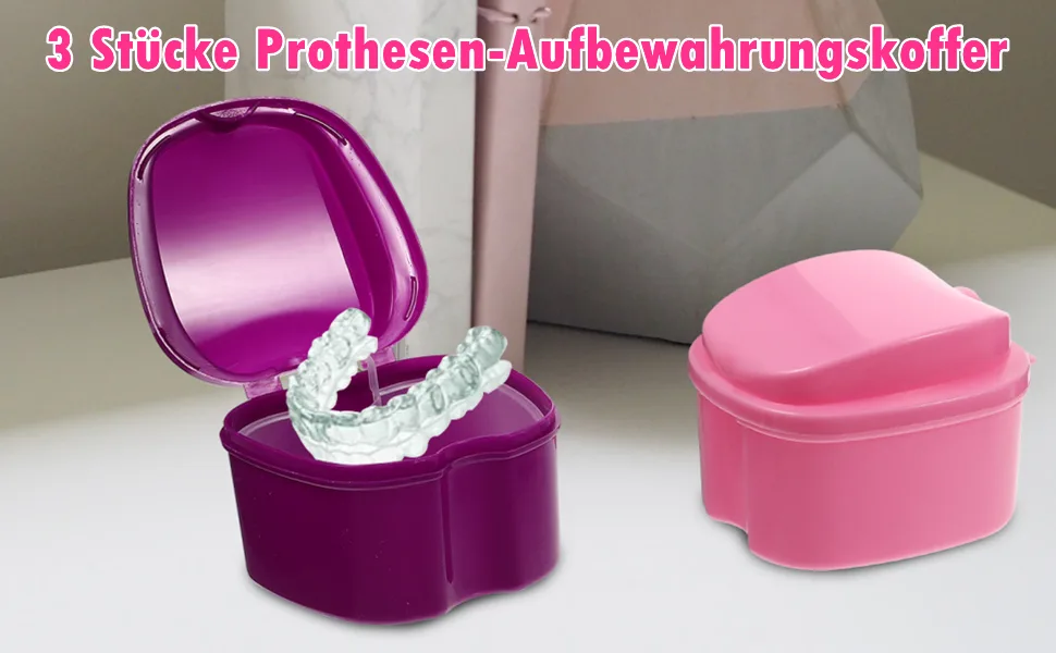 Healvian 3 Pieces Problems Storage Box Bath Protes Container Dental Press Box Prohese Disease Promise Prozos For Cycle Slow Setting Pour Storage Cleaning Cleaning - 3 Stücke Prothesen-Aufbewahrungskoffer