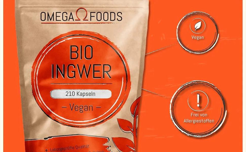 ORGANIC Ginger Capsules - 210 Ginger Capsules High Dosage - Ginger Ginger - ORGANIC Ginger Capsules - vegan ginger capsules - Bio Ingwer Kapseln