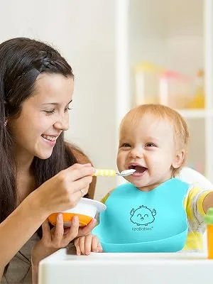 KeaBabies Baby Silicone Bibs Cloud Nine 2 Pack - silicone bib bibs babies baby silicon toddlers waterproof feeding pocket food catching boys girls