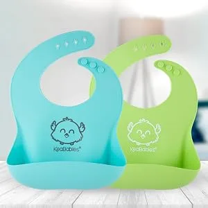 KeaBabies Baby Silicone Bibs Cloud Nine 2 Pack - silicone bib bibs babies baby silicon toddlers waterproof feeding pocket food catching boys girls
