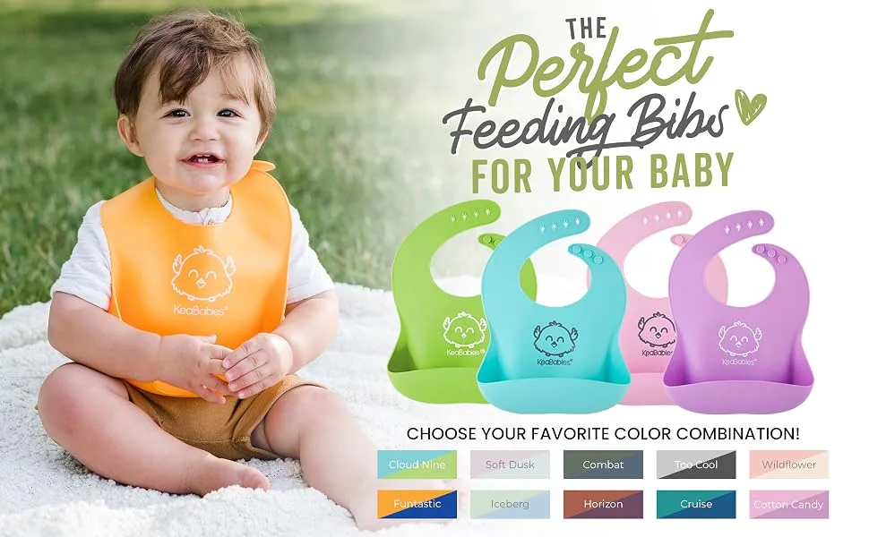 KeaBabies Baby Silicone Bibs Cotton Candy 2 Pack - silicone bib bibs babies baby silicon toddlers waterproof feeding pocket food catching boys girls