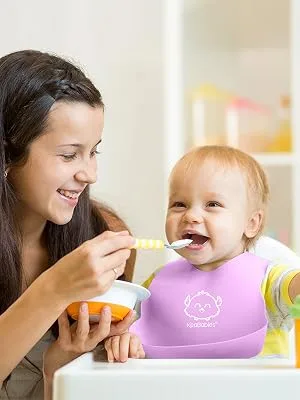 KeaBabies Baby Silicone Bibs Cotton Candy 2 Pack - silicone bib bibs babies baby silicon toddlers waterproof feeding pocket food catching boys girls