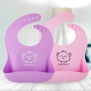 KeaBabies Baby Silicone Bibs Cotton Candy 2 Pack - silicone bib bibs babies baby silicon toddlers waterproof feeding pocket food catching boys girls