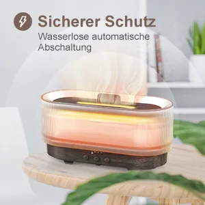 Flames aroma diffuser upgrade 6-color-light essential oils diffuser flame effect diffuser cooler fog humidifier at home office room fragrance or yoga-waterless automatic switch-off 300ml brown wood grain - Aromatherapie-Diffusor 1