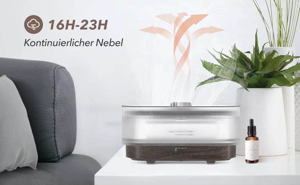 Flames aroma diffuser upgrade 6-color-light essential oils diffuser flame effect diffuser cooler fog humidifier at home office room fragrance or yoga-waterless automatic switch-off 300ml brown wood grain - Diffuser 3