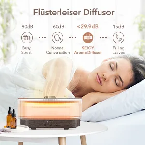 Flames aroma diffuser upgrade 6-color-light essential oils diffuser flame effect diffuser cooler fog humidifier at home office room fragrance or yoga-waterless automatic switch-off 300ml brown wood grain - Diffuser