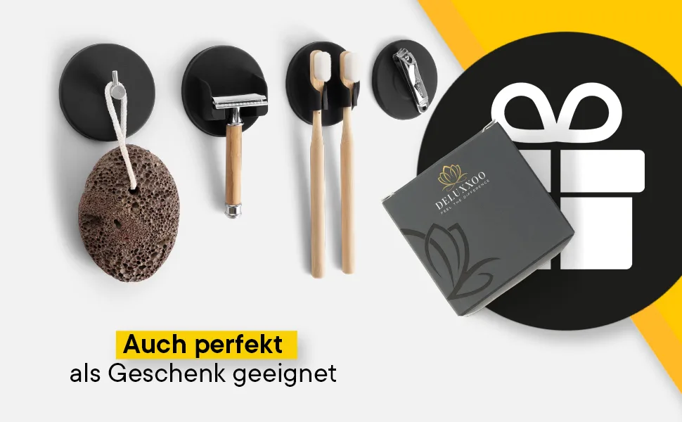 DeluxXOO high -quality hook black made of silicone self -adhesive as a bathroom organizer and decoration |Blebehaken |Without drilling |extra strong hold - Bild 6