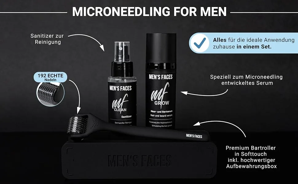 BART ROLLER 192 Real needles - Dermar roller 0.5mm for men - Accelerate beard growth & hair growth - Beard & Hair Growth Bart Care - Roller lets Bart & Hair grow faster - Men s Faces Dermar roller/bar scooter 0.5 mm - Microneedling For Men