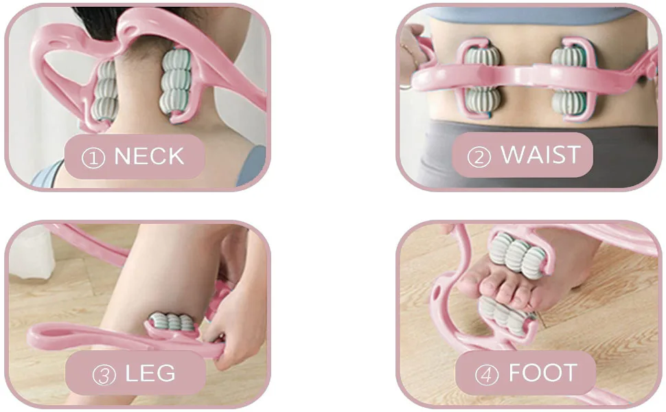 Neck massage device Handheld Back massager shoulder massage device Leg massage device for self -muscles deep fabric massage muscle relaxation tension relief trigger point scooter - Nackenmassagegerät Massagerolle Handheld Nackenmassagegerät für Nackenschmerzen Halswirbelsäule Massagegerät