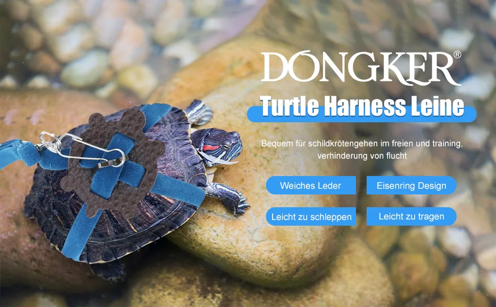 Dongker turtle tableware and leash leather pet turtle-torture belt adjustable turtle-gone control rope for walking pet turtles S yellow - product information 1