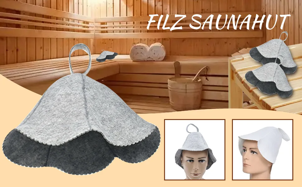 Sauna hat - sauna felt hat for men and women - ideal sauna accessory for home shower cap - sauna hat sauna cap (gray) - Saunahut
