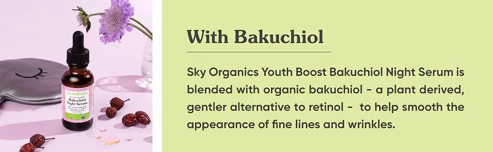 Sky Organics Youth Boost Bakuchiol Night Serum 1 fl oz (30 ml) - WITH BAKUCHIOL