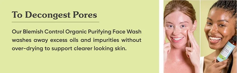 Sky Organics Blemish Control Purifying Face Wash with Organic White Willow Bark Extract 6 fl oz (180 ml) - BCWASH