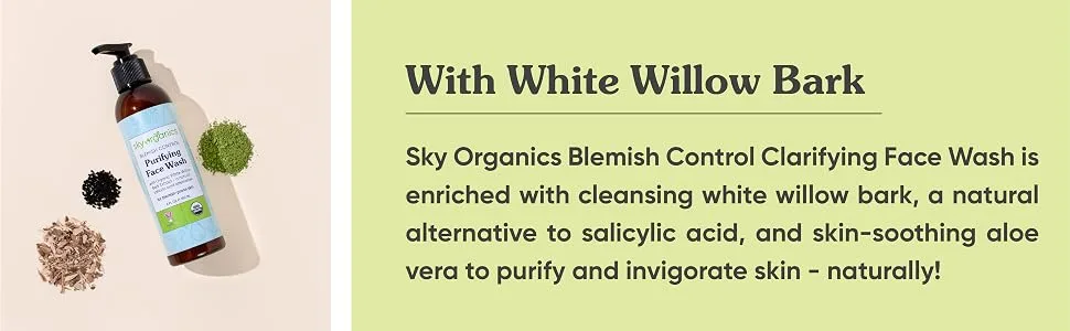 Sky Organics Blemish Control Purifying Face Wash with Organic White Willow Bark Extract 6 fl oz (180 ml) - BCWASH
