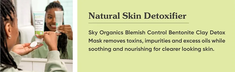 Sky Organics Blemish Control Bentonite Clay Detox Mask with Kaolin Clay & Aloe Vera  4 fl oz (118 ml) - BCMASK