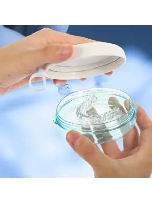 Healeeved prosthesis box dental dinner dental box dental box prosthesis dinner denture box retainer box prosthesis tea container outdoor travel picnic denture cup white blue - product information 3