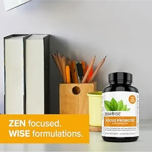 Zenwise Health Probiotic + Kombucha + Focus  40 Vegetable Capsules - zen focused wise formulations probiotic clarity focus