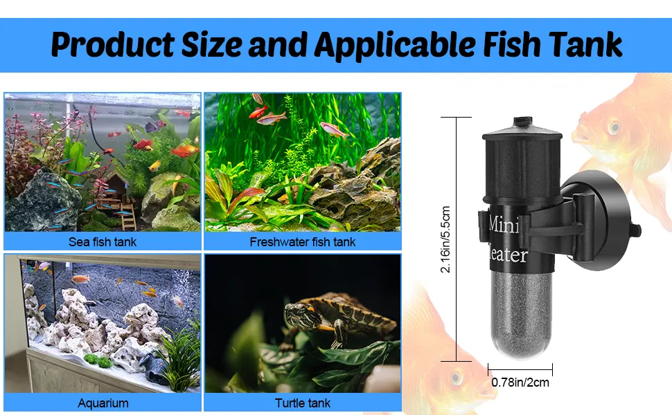 MiOYOOW Aquarium Heater 10W/20W/30W Adjustable Aquarium Heater with Digital Display for Small Turtle Tanks under 8L 10W - product information 8