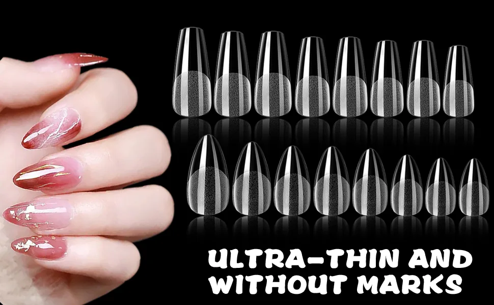 500 pieces wrong nail nail tips acrylic false artificial nails tips full cover nail tips fake coffee nail tips for women 12 sizes half-matted long coffin form ... 500PC-Langer coffin - product information 1