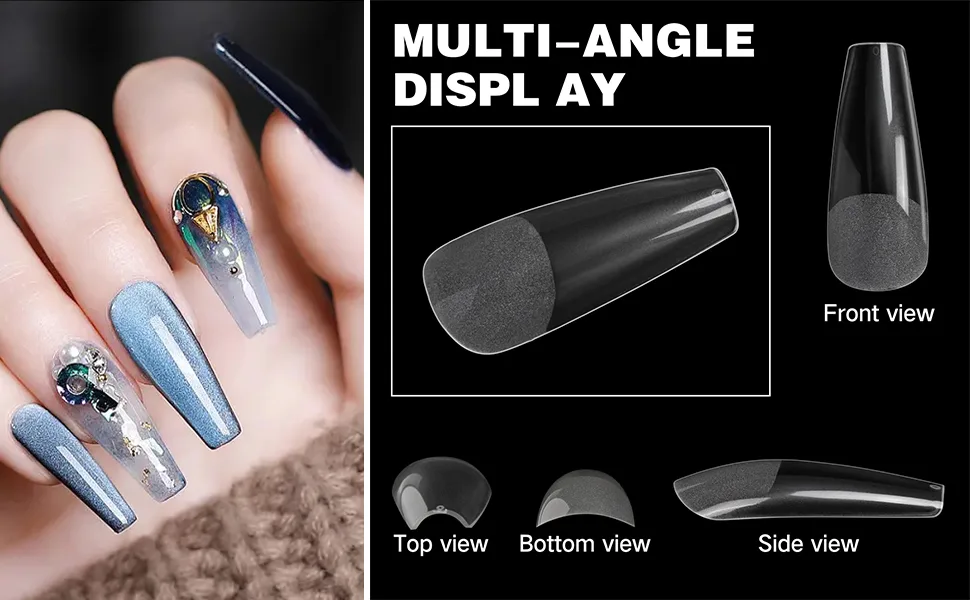 500 pieces wrong nail nail tips acrylic false artificial nails tips full cover nail tips fake coffee nail tips for women 12 sizes half-matted long coffin form ... 500PC-Langer coffin - product information 2